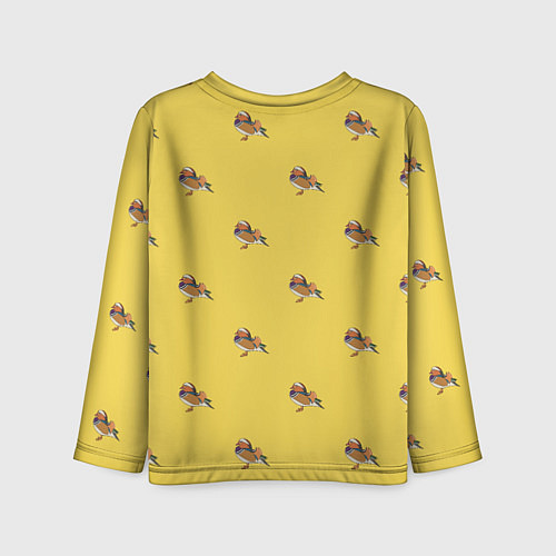 Детский лонгслив Утка мандаринка на желтом - паттерн / 3D-принт – фото 2