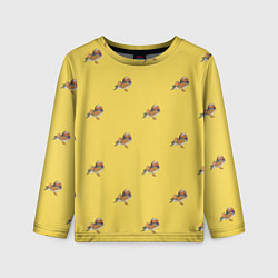 Лонгслив детский Утка мандаринка на желтом - паттерн, цвет: 3D-принт