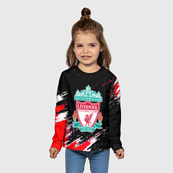 Лонгслив детский Liverpool краски штрихи, цвет: 3D-принт — фото 2