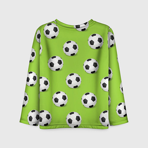 Детский лонгслив Футбольные мячи на зеленом / 3D-принт – фото 2