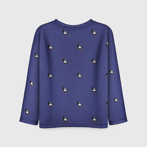 Детский лонгслив Сорока на фиолетовом - паттерн / 3D-принт – фото 2
