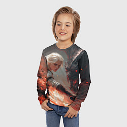 Лонгслив детский Цири сражается с монстром, цвет: 3D-принт — фото 2