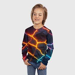 Лонгслив детский Разноцветный неон из плит, цвет: 3D-принт — фото 2