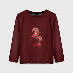 Лонгслив детский Красная огненная лошадь символ 2026 года, цвет: 3D-принт