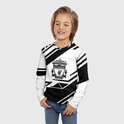 Лонгслив детский Liverpool черные полосы геометрия, цвет: 3D-принт — фото 2