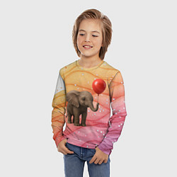Лонгслив детский Слоненок с красным воздушным шариком, цвет: 3D-принт — фото 2