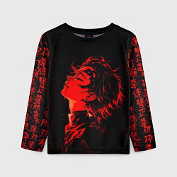 Детский лонгслив Клинок, рассекающий демонов Танджиро и иероглифы