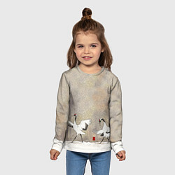 Лонгслив детский Журавли зимняя акварель, цвет: 3D-принт — фото 2