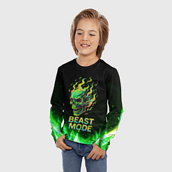 Лонгслив детский Режим зверя огненный череп, цвет: 3D-принт — фото 2