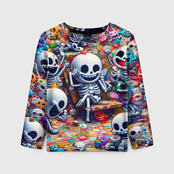Лонгслив детский Смеющиеся прикольные скелетики - нейроарт, цвет: 3D-принт