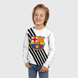 Лонгслив детский Barcelona черно белые полосы, цвет: 3D-принт — фото 2