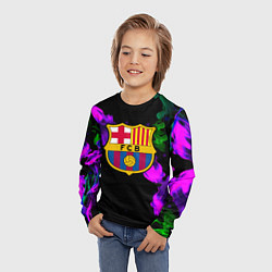 Лонгслив детский Barcelona неоновый огонь, цвет: 3D-принт — фото 2