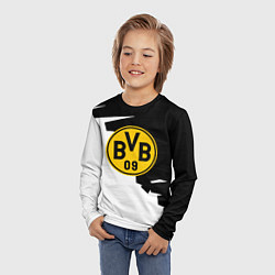 Лонгслив детский Borussia черно белая геометрия, цвет: 3D-принт — фото 2