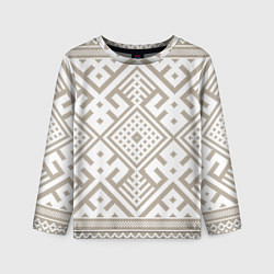 Лонгслив детский Славянские узоры в бежевом цвете, цвет: 3D-принт