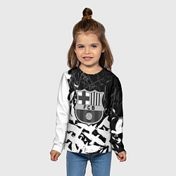 Лонгслив детский Barcelona черно белые птицы, цвет: 3D-принт — фото 2