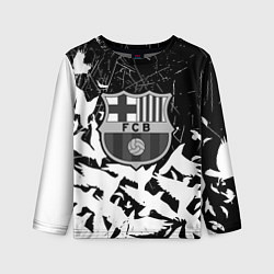 Лонгслив детский Barcelona черно белые птицы, цвет: 3D-принт