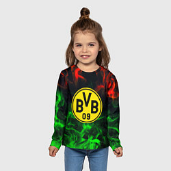 Лонгслив детский Borussia красно зеленый огонь, цвет: 3D-принт — фото 2