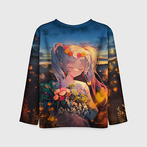 Детский лонгслив Фрирен с цветами / 3D-принт – фото 2