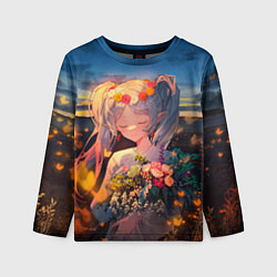 Лонгслив детский Фрирен с цветами, цвет: 3D-принт