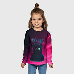 Лонгслив детский Окак мем с черным котом, цвет: 3D-принт — фото 2