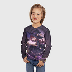 Лонгслив детский Аниме Ведьма Читает Книгу Заклинаний, цвет: 3D-принт — фото 2