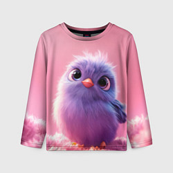 Лонгслив детский Милая фиолетовая птичка, цвет: 3D-принт