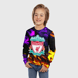 Лонгслив детский Ливерпуль огонь неон, цвет: 3D-принт — фото 2