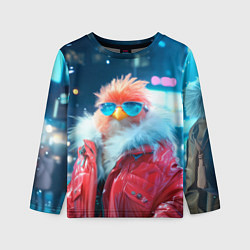 Детский лонгслив Розовая птичка в куртке