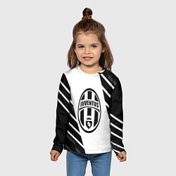 Лонгслив детский Ювентус полосы геометрия, цвет: 3D-принт — фото 2