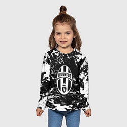 Лонгслив детский Ювентус белые штрихи красок, цвет: 3D-принт — фото 2