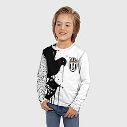 Лонгслив детский Ювентус черная птица краски, цвет: 3D-принт — фото 2