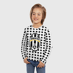 Лонгслив детский Ювентус клетка геометрия, цвет: 3D-принт — фото 2