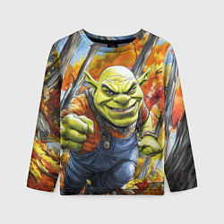 Лонгслив детский Шрек в осеннем лесу, цвет: 3D-принт