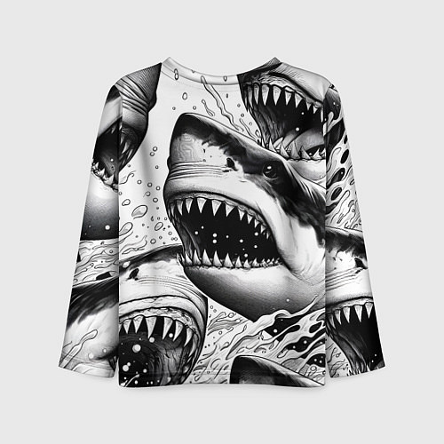 Детский лонгслив Белая акула - стая / 3D-принт – фото 2