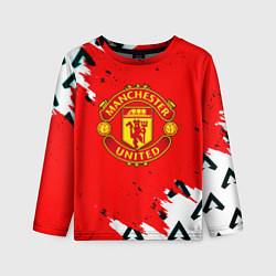 Лонгслив детский Манчестер Юнайтед символы краски, цвет: 3D-принт
