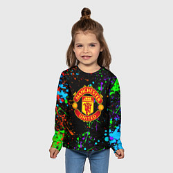 Лонгслив детский Манчестер Юнайтед неоновые краски, цвет: 3D-принт — фото 2