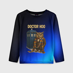 Лонгслив детский Doctor Hoo сова у телефонной будки, цвет: 3D-принт