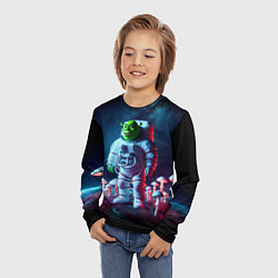 Лонгслив детский Космонавт Шрек на планете неоновых мухоморов, цвет: 3D-принт — фото 2