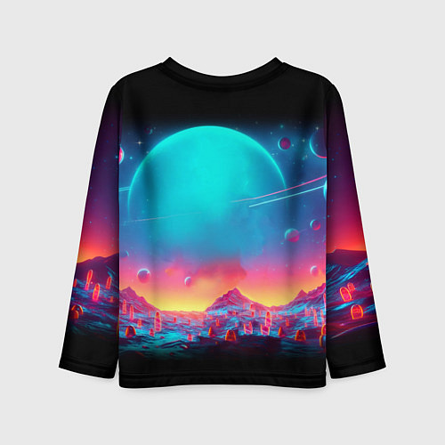 Детский лонгслив Космонавт Бендер на неоновой планете / 3D-принт – фото 2