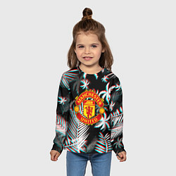 Лонгслив детский Манчестер Юнайтед тропики глитч, цвет: 3D-принт — фото 2