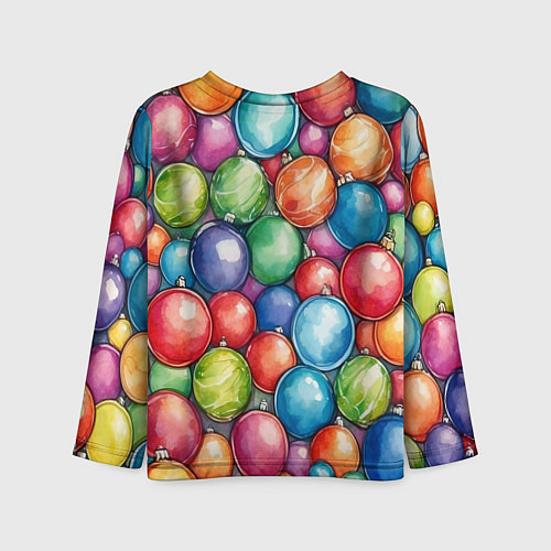 Детский лонгслив Россыпь новогодних шаров / 3D-принт – фото 2
