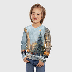 Лонгслив детский Новогодняя Москва, цвет: 3D-принт — фото 2
