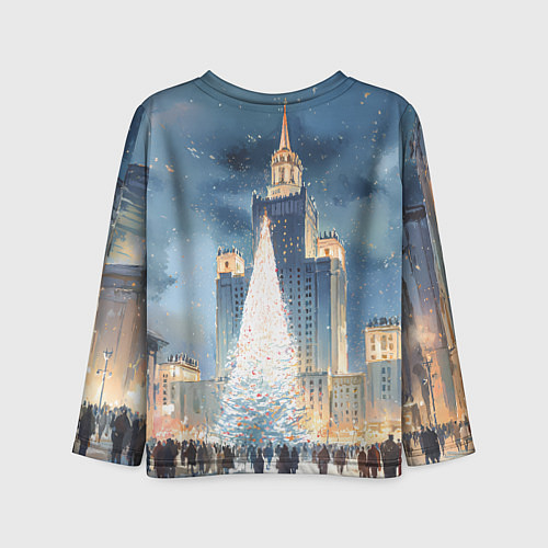 Детский лонгслив Новый год в Москве / 3D-принт – фото 2