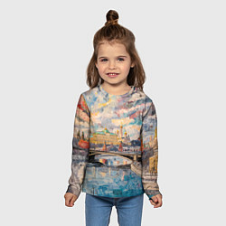 Лонгслив детский Зимняя Москва с абстрактным небом, цвет: 3D-принт — фото 2