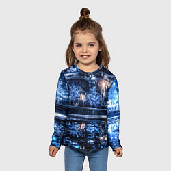 Лонгслив детский Новогодняя ночная Москва, цвет: 3D-принт — фото 2