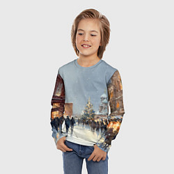 Лонгслив детский Москва - новый год, цвет: 3D-принт — фото 2