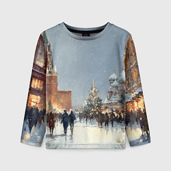 Лонгслив детский Москва - новый год, цвет: 3D-принт