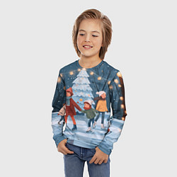 Лонгслив детский Новогодние каникулы на катке, цвет: 3D-принт — фото 2