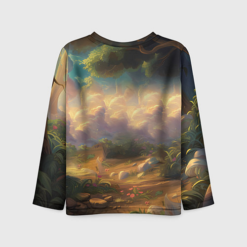 Детский лонгслив Белая мультяшная лошадка / 3D-принт – фото 2