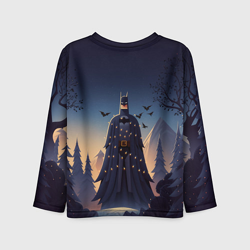 Детский лонгслив Новогодний Бэтмен / 3D-принт – фото 2